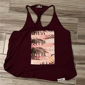 Gymshark distort palm tree vest dark ruby cropped crop tank shirt gym small
